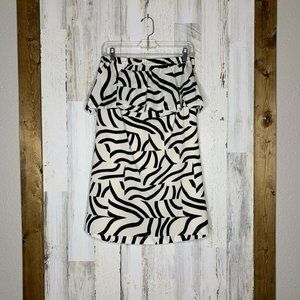 JOA Los Angles size medium womens strapless geometric dress ivory and black 